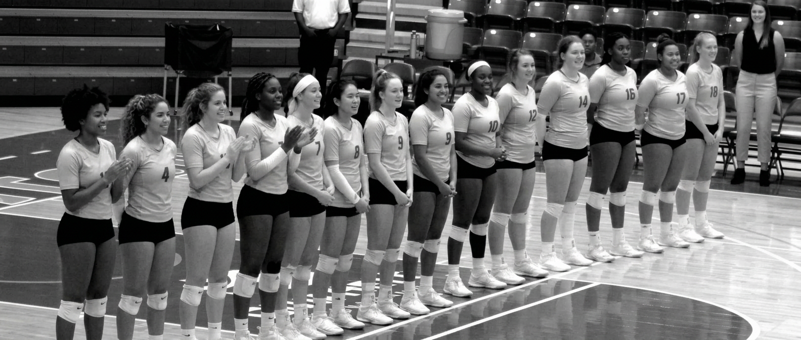 Volleyball team lined up together before a match